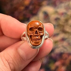 Red Jasper Skeleton 💀 Ring in Sterling Silver size 7.25